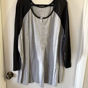 Woman Within Two Tone Gray 3/4 Length Sleeve Top T Shirt 4X 34/36W